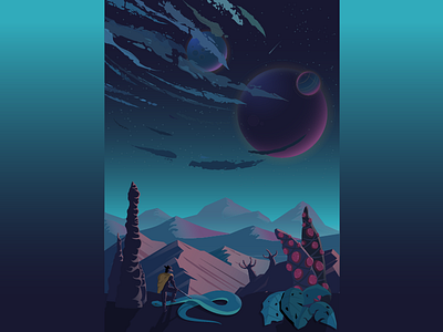 Another World - Illustration 2d cowboy flat illustration minimal snake vector векторная иллюстрация другой мир змея иллюстратор иллюстрация ковбой минимализм