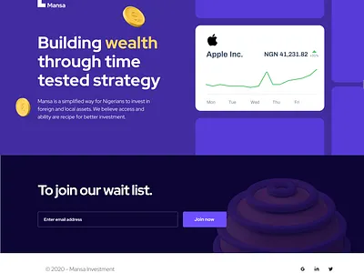 Maansa Investment - PreLaunch Landing Page fintech investing landing page nigeria stock