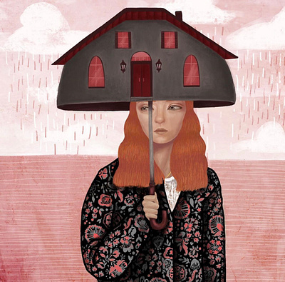 Safe art digital painting digitalart home illustration illustration art illustrator pandemic physical distancing quarantine safe social distance social distancing stayhome staysafe umbrella whimsical