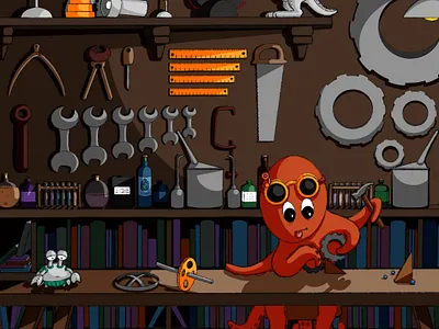 8 League Adventures: Tinker In His Workshop 8 league adventures childrens illustration illustration kidlit procreate