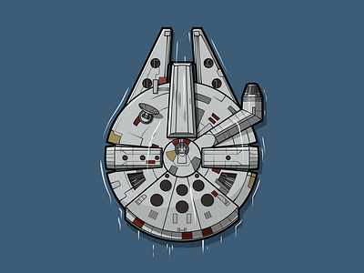 Millennium Falcon chewbacca design flat george lucas han solo illustration millenium falcon millennium falcon minimal spaceship star wars starship starwars vector