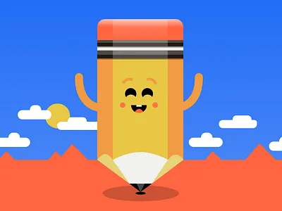 Friends of Figma Pencil Illustration cute figma figmadesign pencil smile vector