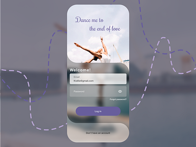 Dance application app application blue dancing design exercise iphone login login page mobile mobile app product purple sign in signup ui ui design violet