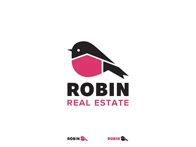 Robin Real Estate bird design home house logo logo design minimalist logo pink robin real estate robin vector