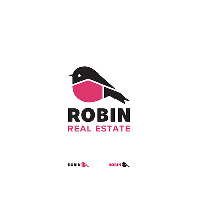 Robin Real Estate bird design home house logo logo design minimalist logo pink robin real estate robin vector