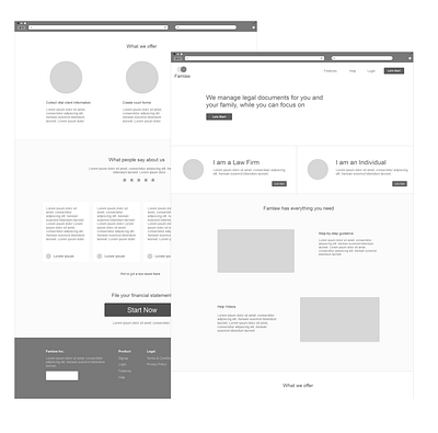 Famlaw low fidelity user flow ux wireframe design wireframes