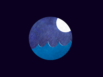 Moon and sea illustration moon moonlight night procreate