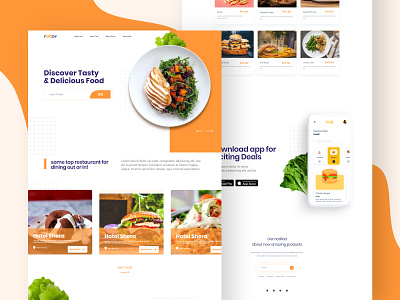 Foody Landing Page adobe xd alifemu food food app food landing page food web template foody landing page landing page modern landing page restaurant booking ui ui design web template