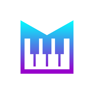 M music piano logo design combination music piano logo