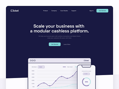 3cket - Hero Section business design freelancer hero section landing page startup ui ui design web web design web designer website