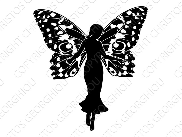 A Fairy in Silhouette With Butterfly by Christos Georghiou on Dribbble