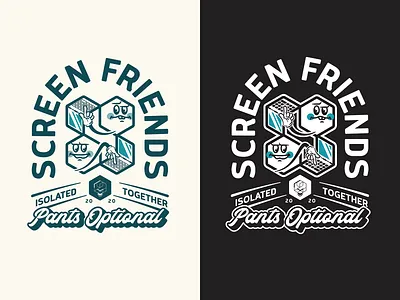 Screen Friends Don't Wear Pants badge computer illustrator logo pants quarantine remote work typography vector