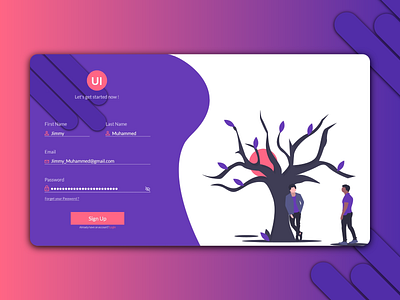 Sign Up form design illustration login sign up ui ux vector