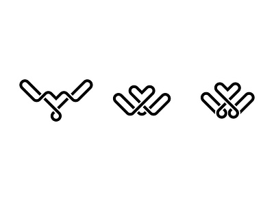 W + ♡ (Love) Logo WIP brand identity branding design flat icon logo logo design love symbol symbol design vector