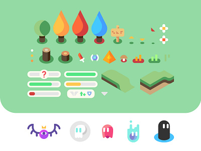 Sprites design games isometric landscape nature sprite sprite sheet sprites trees vector video games