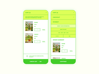 Daily UI #002 • Credit Card Checkout credit card credit card checkout dailyui dailyui 002 mobile plants