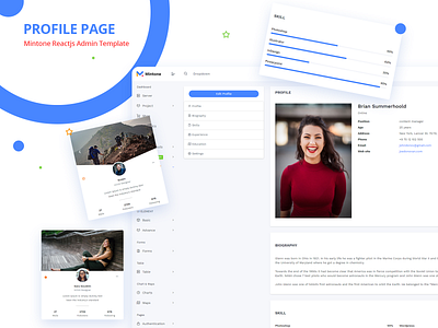 Profile Page - Mintone Reactjs Admin Template admin dashboard admin dashboard template admin design admin panel admin template admin templates admin theme branding profile profile card profile design profile page react react admin template reactjs uidesign