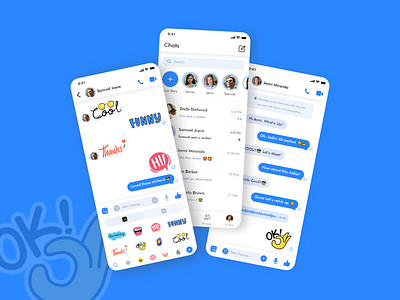 Messaging App Design app design call chat chat app chatbot chatting clean clean ui dailyui emoji memoji message app messenger minimal app pastel style stickers texture typography ui ux design video call