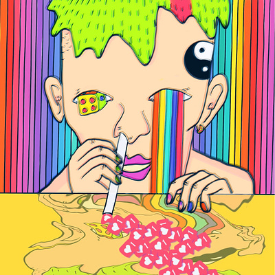 Psy art adultcoloring mushroom psychedelic sarcasm trippy whimsical