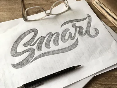 Smart, smarter, Smarties :) flourishes lettering script sketch