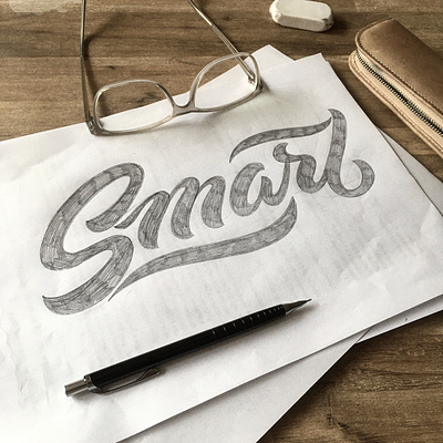 Smart, smarter, Smarties :) flourishes lettering script sketch