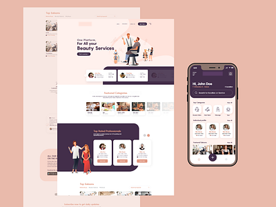 Beauty Services Web and Mobile App UI ui xd