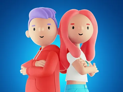 Back to back 3d blue boy bubble design girl guys illustration kids object teenager teens web webdesign