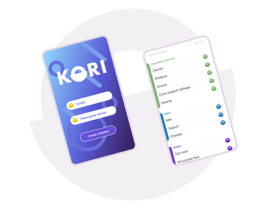 KORI shopping list app app design ui design