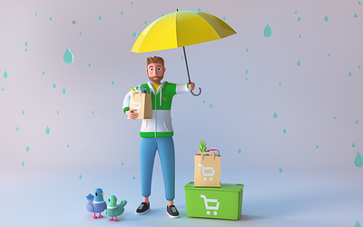 market 3d character design illustration