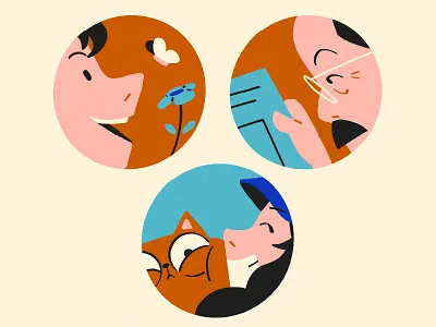 Avatars avatar icons butterfly cat character illustration procreate profile picture reading