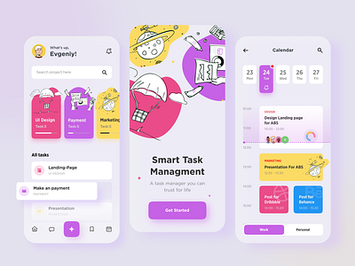 Task Managment App 2020 trend app application art branding character clean design illustration minimal ui uidesign ux