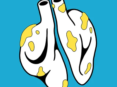 Lungs colorful corona coronavirus drawing edgy figurative hand crafted illustration pandemic