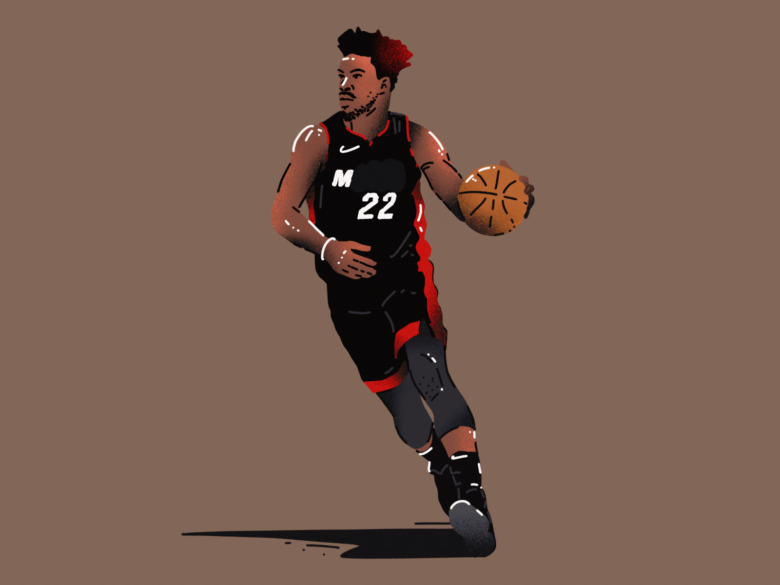 Jimmy Butler bright color combinations characterdesign flat illustration framebyframe animation illustration jimmy butler miami heat nba basketball procreate texture vectorart