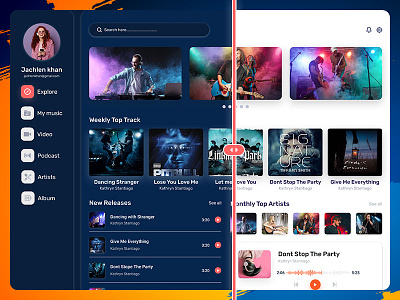 Music Player Dashboard application artists colorful dashboard dashboard ui music web