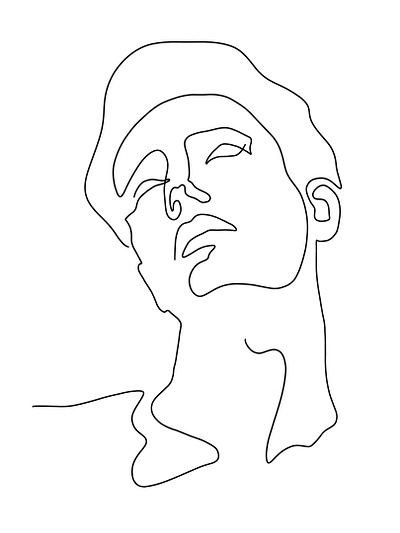 Man portrait black boy contour design digital art hand drawn illustration isolated line art man portrait