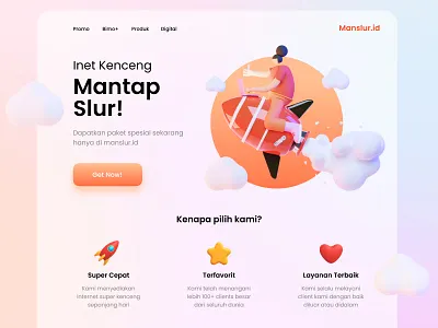 Web Design - Internet Providers 2020 trend 3d blurred background clouds illustration internet orange providers rocket services ui ux webdesign website