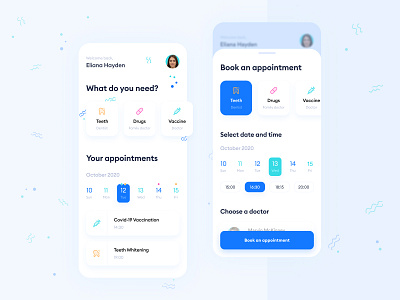 Medical App Concept app booking clean clinic doctor flat health health care hospital ios medical medicine minimal mobile mobile app mobile ui procedure services ux