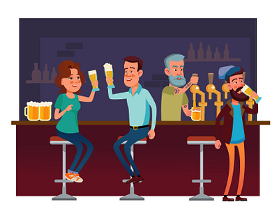 Friday night bar bar counter bartender beer cartoon cartoon character character character design craft craft beer craftbeer drunk hipster vector vectorart