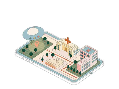 UFO visited your city buildings city flying saucer house illustration isometric isometric art isometric illustration isometry landscape path phone pin town ufo way