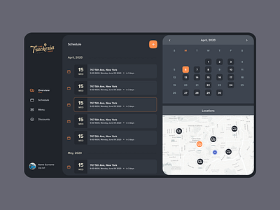 Truckeria admin panel branding calendar ui dailyui dashboard dashboard ui design food food app foodie foodtruck list view mobile app mobile ui ui