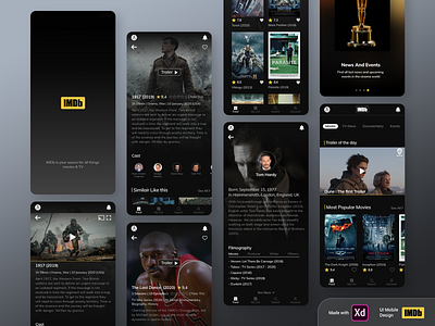 IMBD Redesign App 👌 adobexd dark app dark ui imbd mobile app mobile design mobile interface tv series user experience user interface ux ui