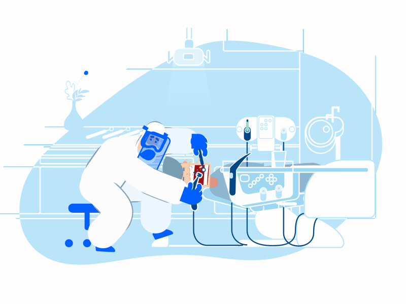 Aerosol Shield 2d animation aersol animation blue character character animation characterdesign cough covid 19 covid19 dental care dental clinic dentist dentistry digital animation illustration motion design patient