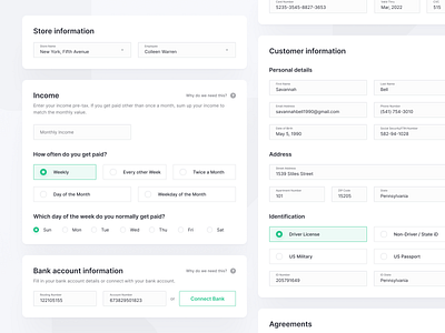 Kafene — New Application address application cards components dropdown fintech form headline input picker product radio select tiles tooltip ui ux visual