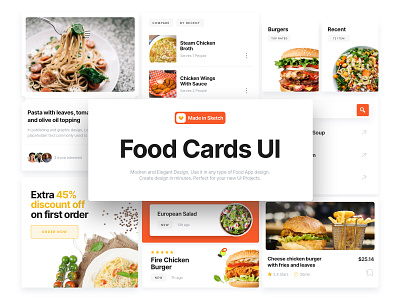 Food Cards UI cards ui food cards sketch ui ui cards