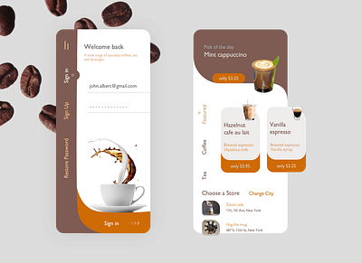 Coffee Shop Mobile App app coffee app design mobile mobile app design ui uiux