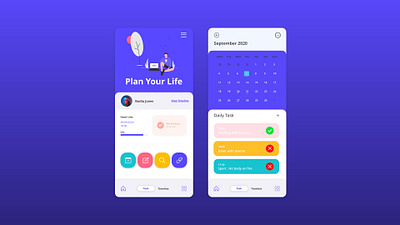 Plan Your Life app application design maquette mobile mobile app mobile design webdesign