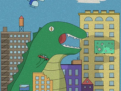Dino attack city demolition dino illustrator learning