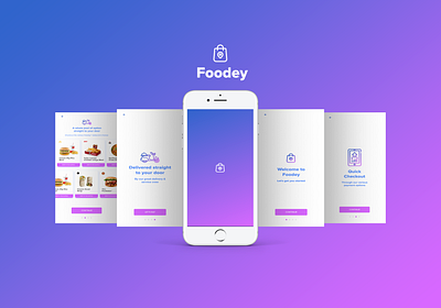 Foodey app simple onboarding screens adobexd branding design flat logo minimal onboarding screen onboarding ui ui vector