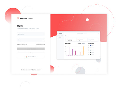 Licence One Sign In abstract abstract design branding dashboard design draw drawing flat geometric hand drawn identity input login red saas webdesign