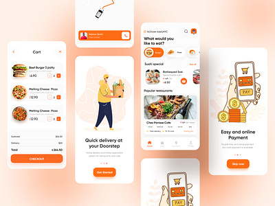 Food Delivery App | Restaurant App(full) 2020 ui trends app design app ui fast food food and drink food app food delivery food delivery app food delivery application food delivery service food order food ordering grocery ios app design minimal rakib restaurant app ui ux